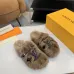 Louis Vuitton Cozy Fluffy Slippers with Leather Straps and Brand Embellishments #B54548