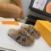 Louis Vuitton Cozy Fluffy Slippers with Leather Straps and Brand Embellishments #B54548