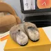 Louis Vuitton Cozy Fluffy Slippers with Leather Straps and Brand Embellishments #B54548