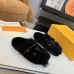 Louis Vuitton Cozy Fluffy Slippers with Leather Straps and Brand Embellishments #B54549