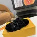 Louis Vuitton Cozy Fluffy Slippers with Leather Straps and Brand Embellishments #B54549