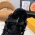 Louis Vuitton Cozy Fluffy Slippers with Leather Straps and Brand Embellishments #B54549