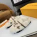 Louis Vuitton Cozy Fluffy Slippers with Leather Straps and Brand Embellishments #B54550