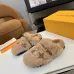 Louis Vuitton Cozy Fluffy Slippers with Leather Straps and Brand Embellishments #B54551