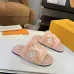 Louis Vuitton Cozy Fluffy Slippers with Leather Straps and Brand Embellishments #B54552