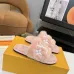 Louis Vuitton Cozy Fluffy Slippers with Leather Straps and Brand Embellishments #B54552