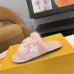 Louis Vuitton Cozy Fluffy Slippers with Leather Straps and Brand Embellishments #B54552
