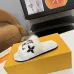 Louis Vuitton Cozy Fluffy Slippers with Leather Straps and Brand Embellishments #B54553