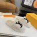 Louis Vuitton Cozy Fluffy Slippers with Leather Straps and Brand Embellishments #B54554