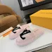 Louis Vuitton Cozy Fluffy Slippers with Leather Straps and Brand Embellishments #B54555