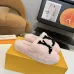 Louis Vuitton Cozy Fluffy Slippers with Leather Straps and Brand Embellishments #B54555