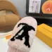 Louis Vuitton Cozy Fluffy Slippers with Leather Straps and Brand Embellishments #B54555