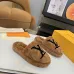 Louis Vuitton Cozy Fluffy Slippers with Leather Straps and Brand Embellishments #B54556