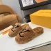 Louis Vuitton Cozy Fluffy Slippers with Leather Straps and Brand Embellishments #B54556