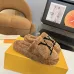 Louis Vuitton Cozy Fluffy Slippers with Leather Straps and Brand Embellishments #B54556