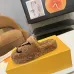 Louis Vuitton Cozy Fluffy Slippers with Leather Straps and Brand Embellishments #B54556
