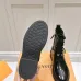 Louis Vuitton Shiny Black Ankle Boots with Lace-Up, Zipper and Decorative Straps #B54557