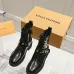 Louis Vuitton Shiny Black Ankle Boots with Lace-Up, Zipper and Decorative Straps #B54557