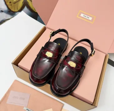 Miu Miu Women's Glossy Leather Slingback Loafer Sandals #B66104