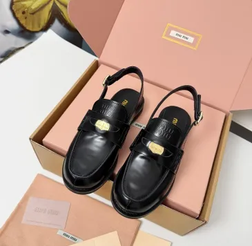 Miu Miu Women's Glossy Leather Slingback Loafer Sandals #B66105