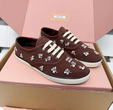 Miu Miu Women's Rhinestone Embroidered Canvas Sneakers #B66097