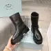 Prada Inspired Black Leather Biker Boots With Chunky Platform Sole #B54535