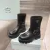 Prada Inspired Black Leather Biker Boots With Chunky Platform Sole #B54535