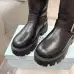 Prada Inspired Black Leather Biker Boots With Chunky Platform Sole #B54535