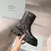 Prada Inspired Black Leather Biker Boots With Chunky Platform Sole #B54535