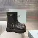 Prada Inspired Black Leather Biker Boots With Chunky Platform Sole #B54535