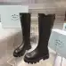 Prada Inspired Black Leather Knee-High Boots With Chunky Platform Sole #B54537