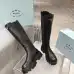 Prada Inspired Black Leather Knee-High Boots With Chunky Platform Sole #B54537