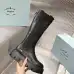 Prada Inspired Black Leather Knee-High Boots With Chunky Platform Sole #B54537