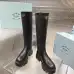 Prada Inspired Black Leather Knee-High Boots With Chunky Platform Sole #B54537