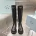 Prada Inspired Black Leather Knee-High Boots With Chunky Platform Sole #B54537