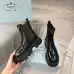 Prada Style Shiny Black Leather Chelsea Boots With Chunky Platform Sole #B54536