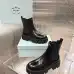 Prada Style Shiny Black Leather Chelsea Boots With Chunky Platform Sole #B54536