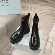 Prada Style Shiny Black Leather Chelsea Boots With Chunky Platform Sole #B54536