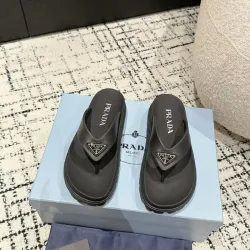 Prada Shoes for Women's Prada Slippers  Rubber Thong Sandals Black/White #B54130