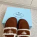Prada Women's Shearling Lined Mule Slippers Triangle Logo Thick Sole Design for Cozy Luxury Winter Footwear #B57746