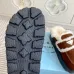 Prada Women's Shearling Lined Mule Slippers Triangle Logo Thick Sole Design for Cozy Luxury Winter Footwear #B57746