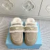Prada Women's Shearling Lined Mule Slippers Triangle Logo Thick Sole Design for Cozy Luxury Winter Footwear #B57747