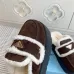Prada Women's Shearling Lined Mule Slippers Triangle Logo Thick Sole Design for Cozy Luxury Winter Footwear #B57749
