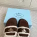Prada Women's Shearling Lined Mule Slippers Triangle Logo Thick Sole Design for Cozy Luxury Winter Footwear #B57749