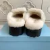 Prada Women's Shearling Lined Mule Slippers Triangle Logo Thick Sole Design for Cozy Luxury Winter Footwear #B57749