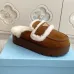 Prada Women's Shearling Lined Mule Slippers Triangle Logo Thick Sole Design for Cozy Luxury Winter Footwear #B57750