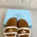 Prada Women's Shearling Lined Mule Slippers Triangle Logo Thick Sole Design for Cozy Luxury Winter Footwear #B57750