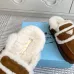 Prada Women's Shearling Lined Mule Slippers Triangle Logo Thick Sole Design for Cozy Luxury Winter Footwear #B57750