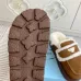 Prada Women's Shearling Lined Mule Slippers Triangle Logo Thick Sole Design for Cozy Luxury Winter Footwear #B57750