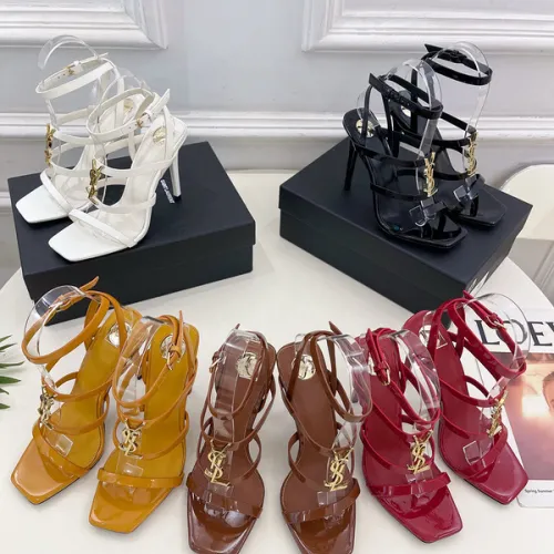 YSL Shoes for Women's Stunning YSL Yellow Patent Leather Strappy High - Heel Sandals Heel height:10.5cm #B54140